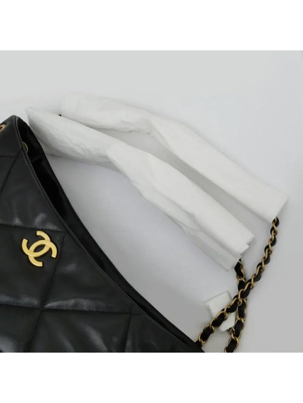 Chanel Shopping Bag As5740 Black Gold Hardware Shiny Lambskin